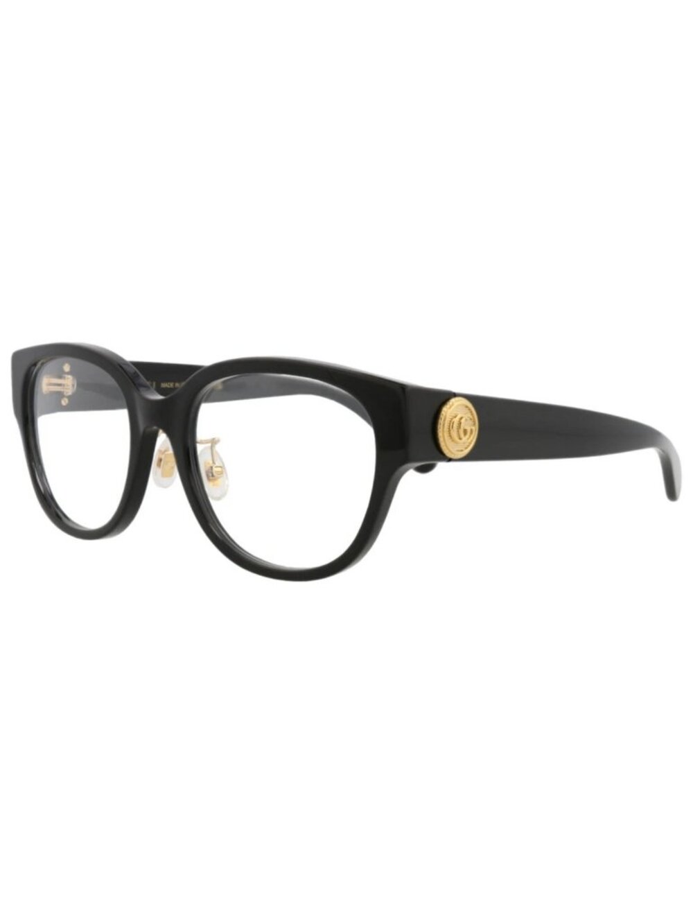 New Gucci Women's Eyeglasses Round Oval Recycled Acetate Frame Black Black